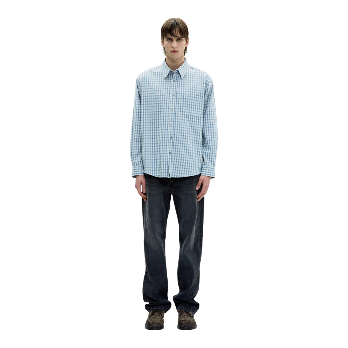 Coor - Cotton Blue Tartan Check Shirt - Light Blue lifestyle product image