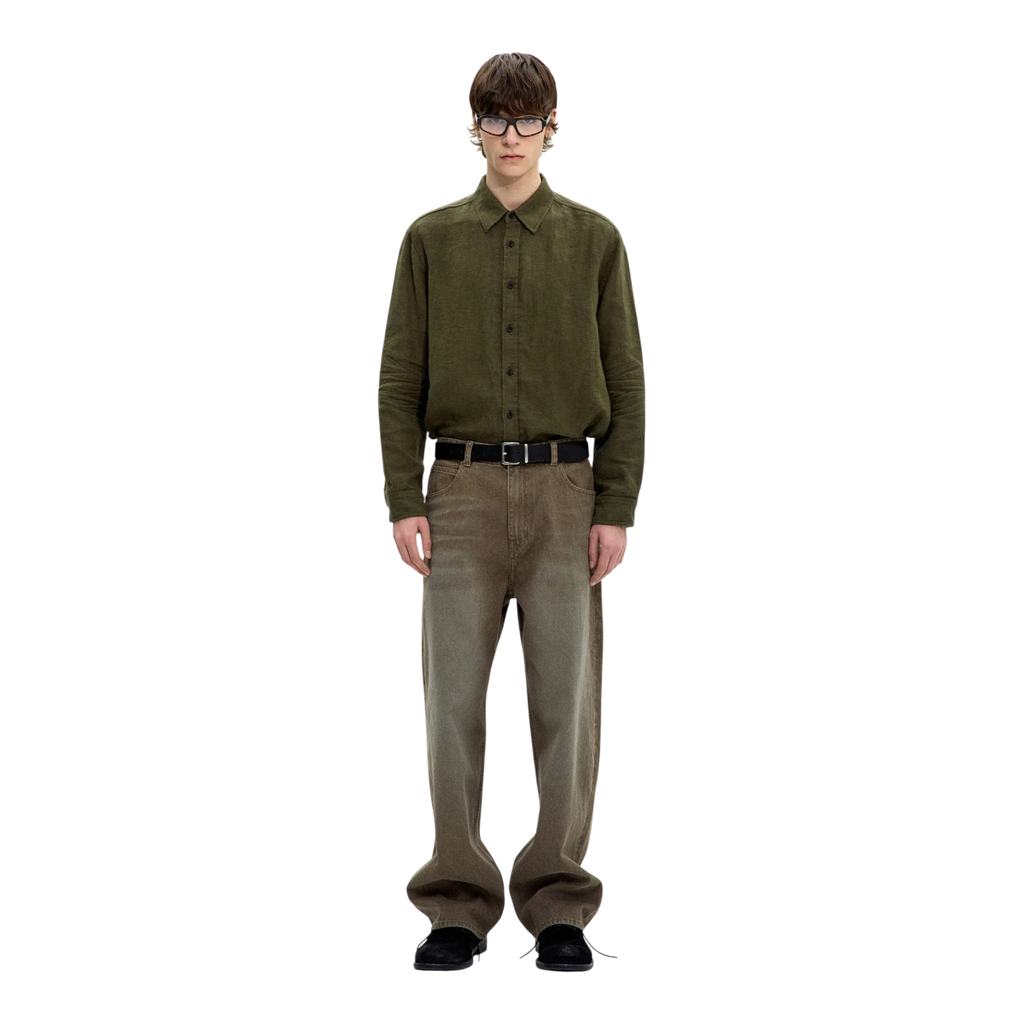 Coor - Embossed Pointed Linen Textured Shirt - Washed Khaki lifestyle product image