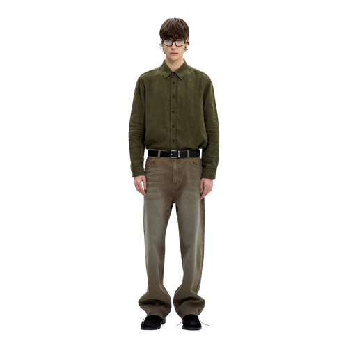Coor - Embossed Pointed Linen Textured Shirt - Washed Khaki lifestyle product image