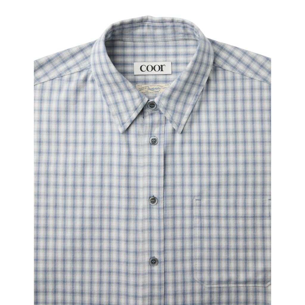 Coor - Cotton Blue Tartan Check Shirt - Light Blue detail product image