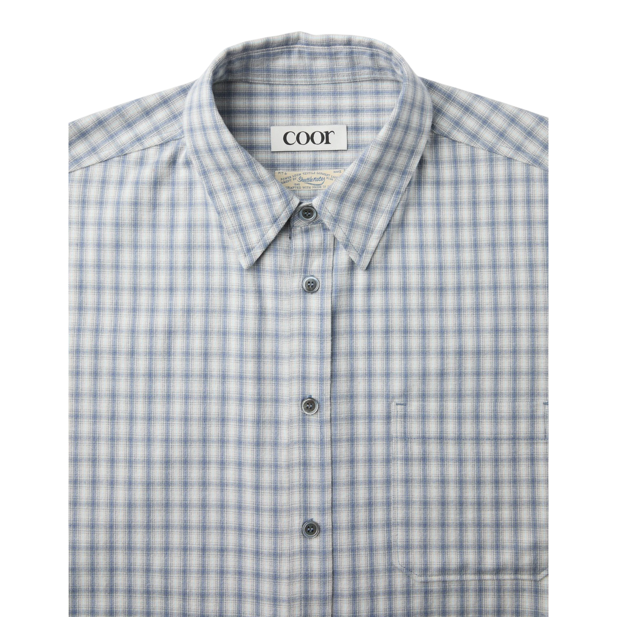 Coor - Cotton Blue Tartan Check Shirt - Light Blue detail product image