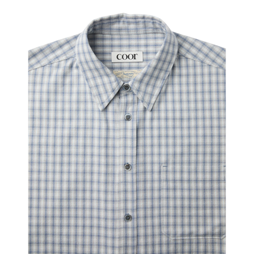 Coor - Cotton Blue Tartan Check Shirt - Light Blue detail product image