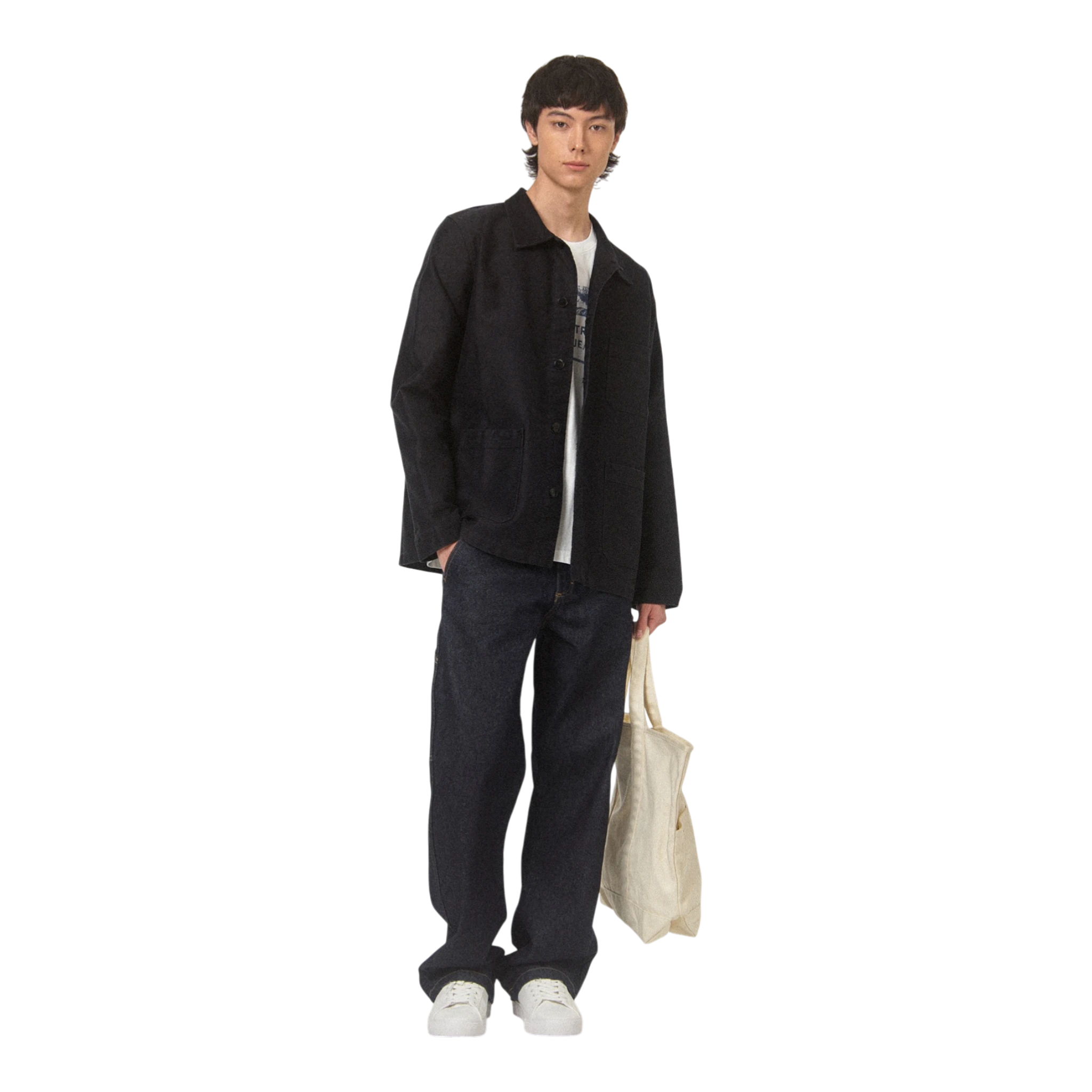 Le Mont Saint Michel Moleskin Work Jacket - Black Overshirt Le Mont Saint Michel 