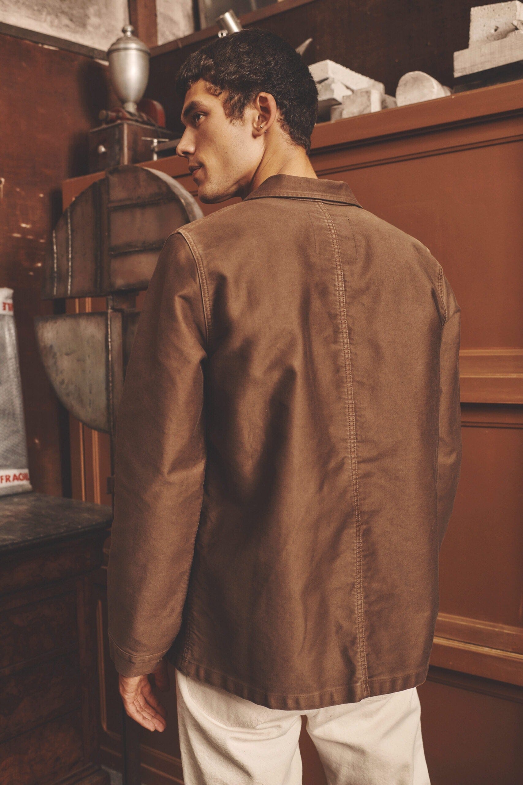 Le Mont Saint Michel Moleskin Work Jacket - Brown Overshirt Le Mont Saint Michel 