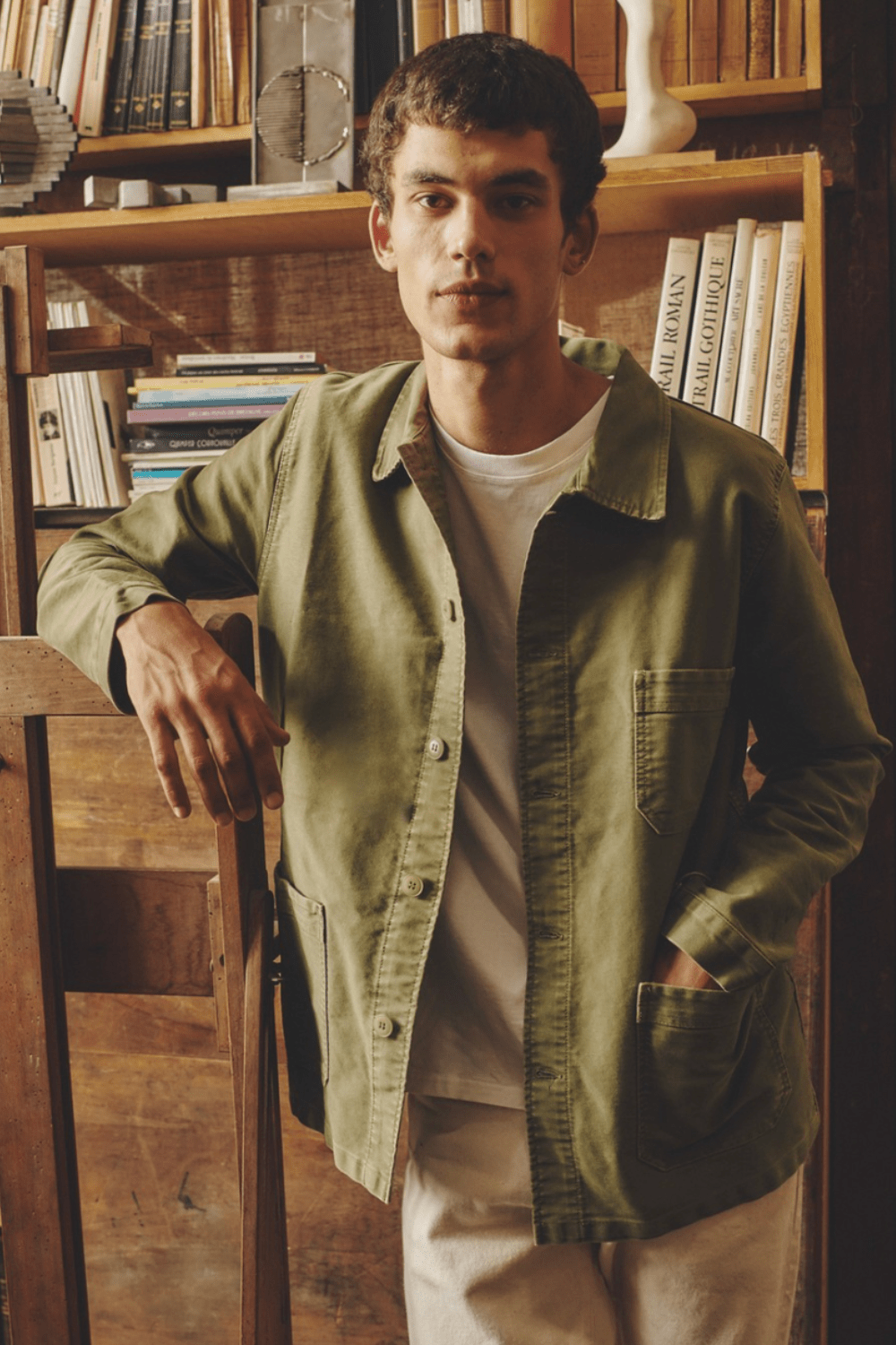 Le Mont Saint Michel Moleskin Work Jacket - Khaki Overshirt Le Mont Saint Michel 