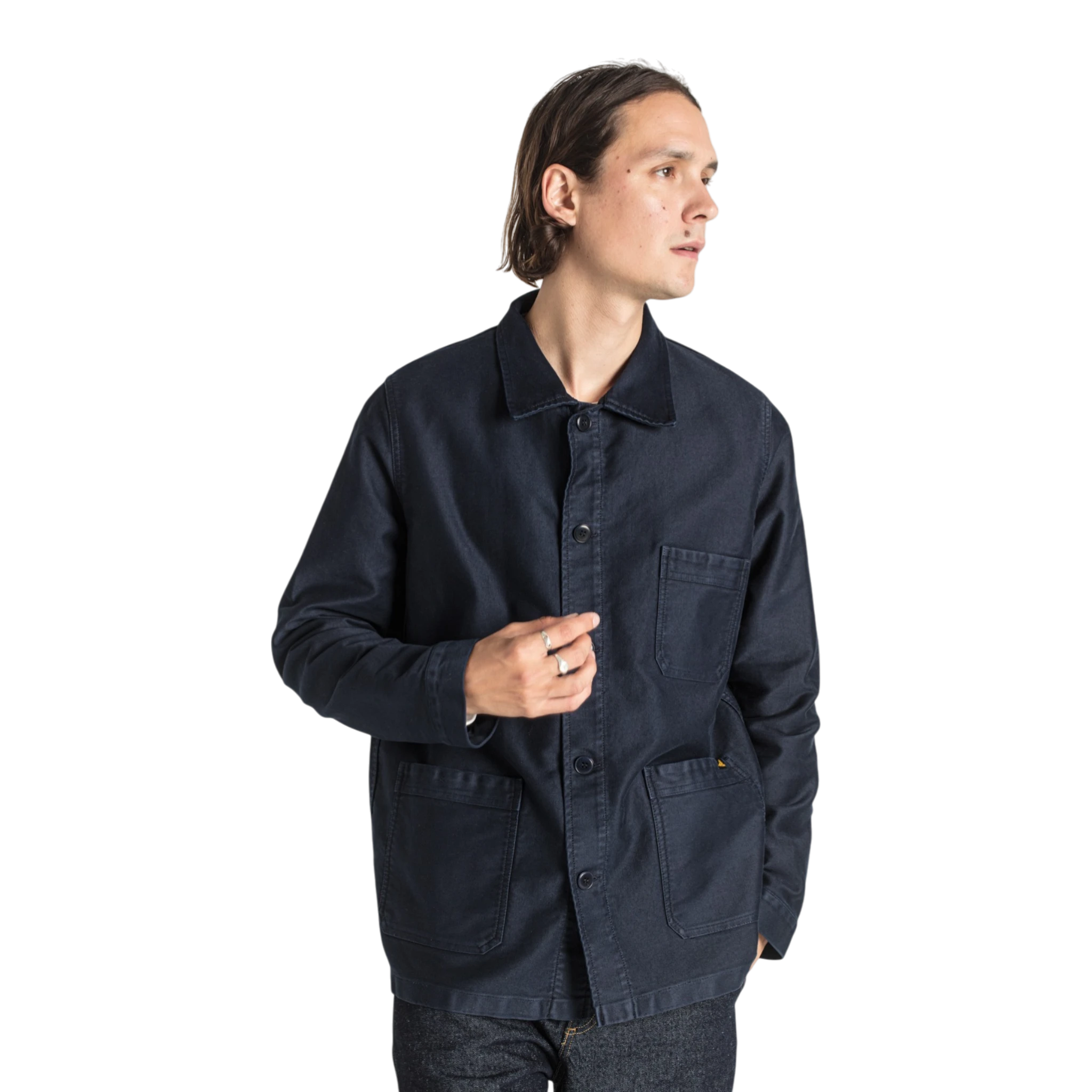 Le Mont Saint Michel Moleskin Work Jacket - Navy Overshirt Le Mont Saint Michel 