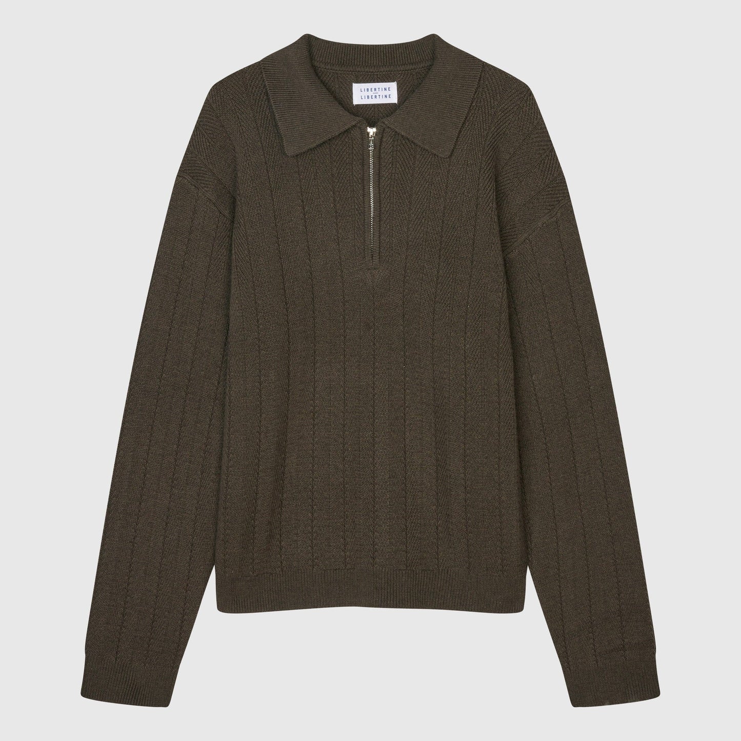 Libertine-Libertine Scent Quarter-zip Knit - Olive Stone Knitwear Libertine-Libertine 