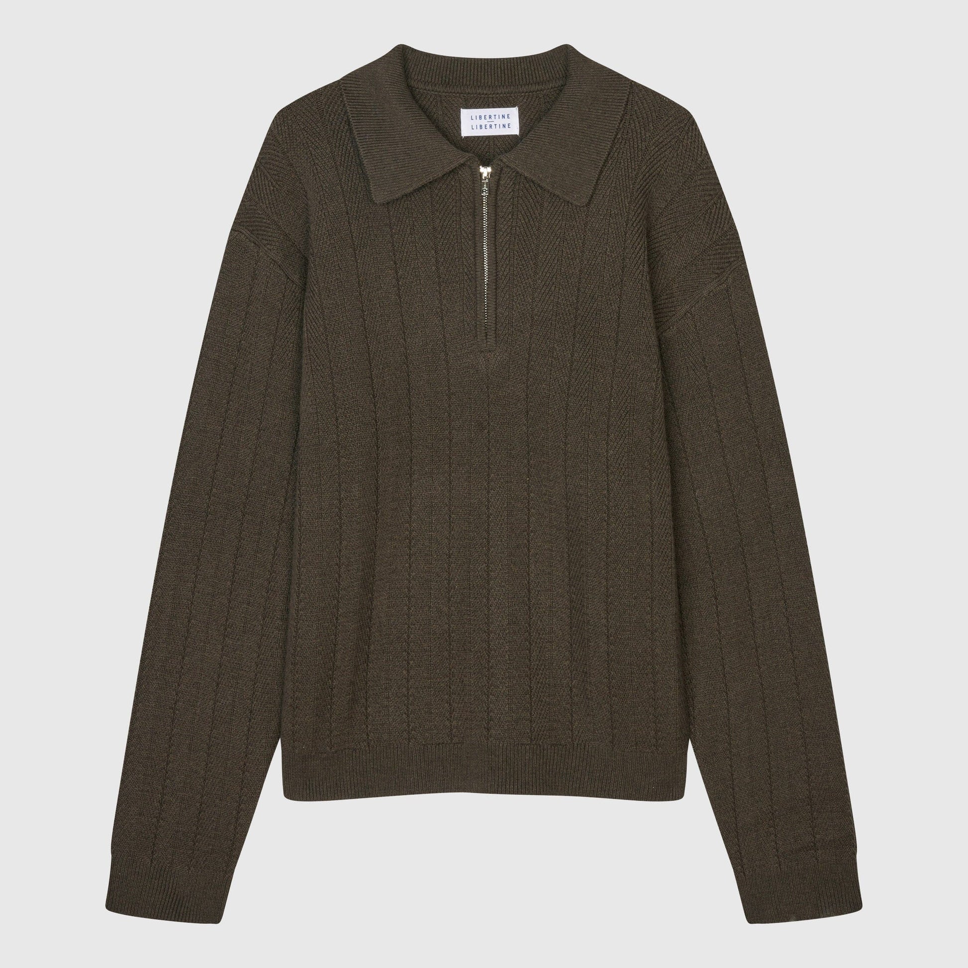Libertine-Libertine Scent Quarter-zip Knit - Olive Stone Knitwear Libertine-Libertine 