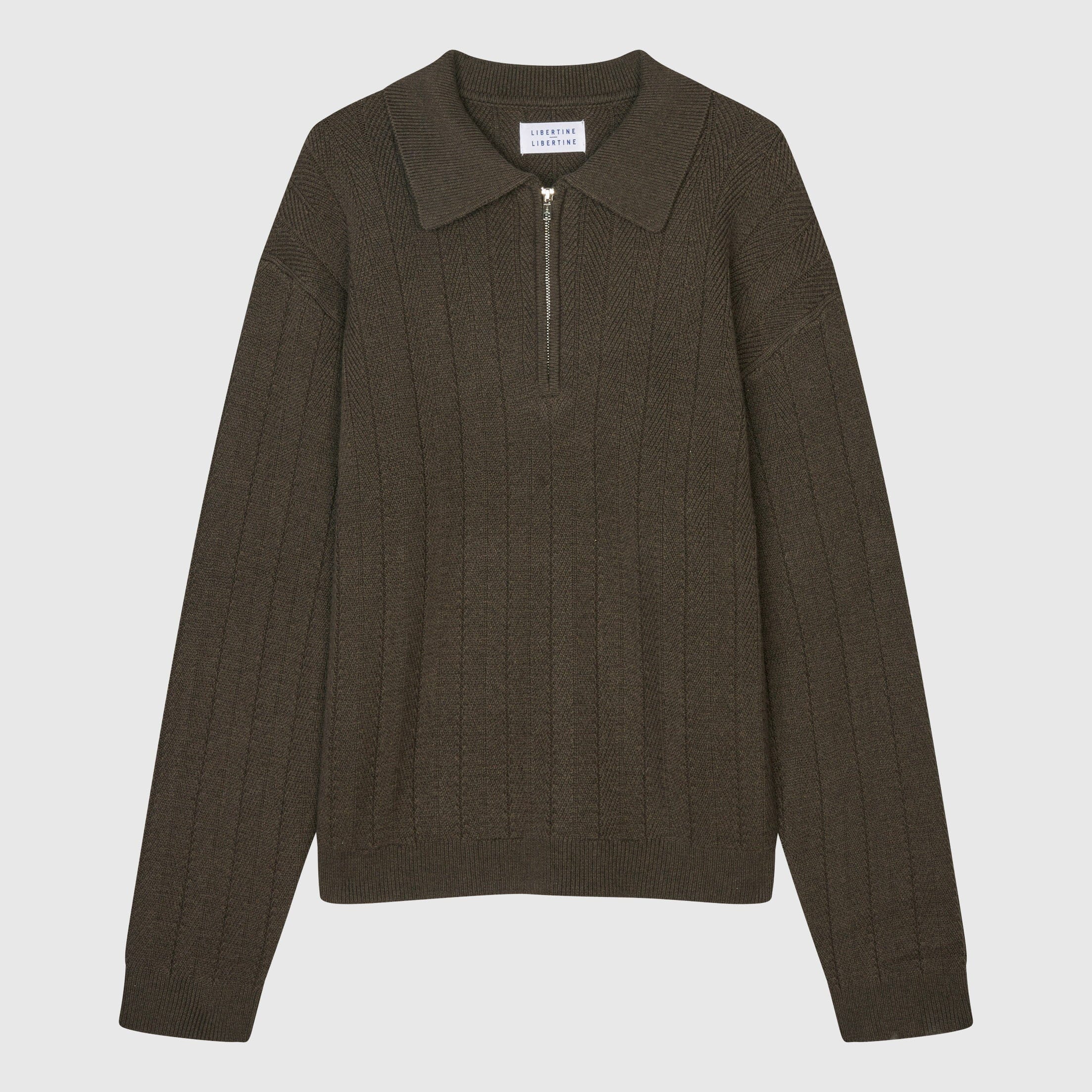 Libertine-Libertine Scent Quarter-zip Knit - Olive Stone Knitwear Libertine-Libertine 