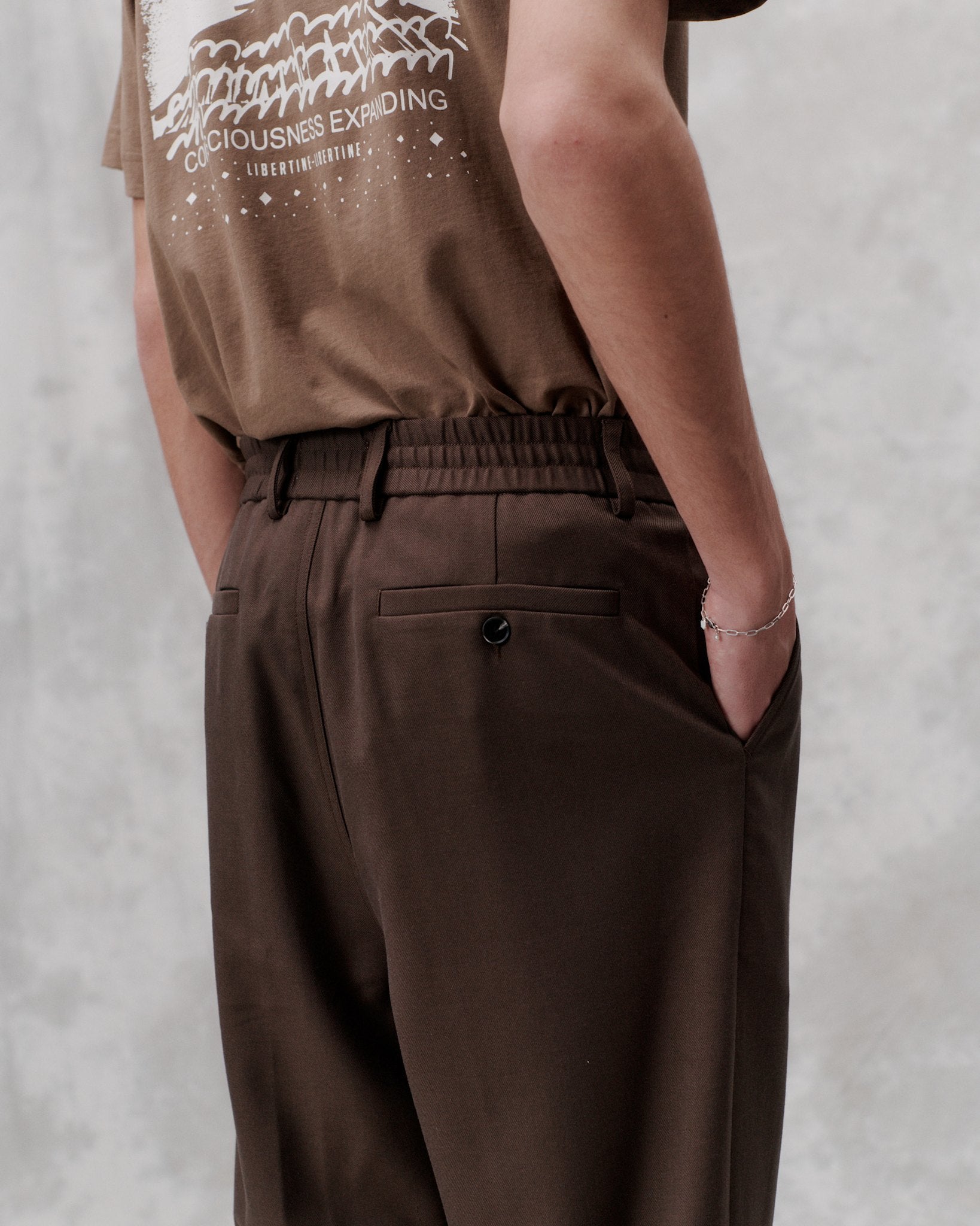 Libertine-Libertine Twill Agency Pants Chocolate Brown back detail image