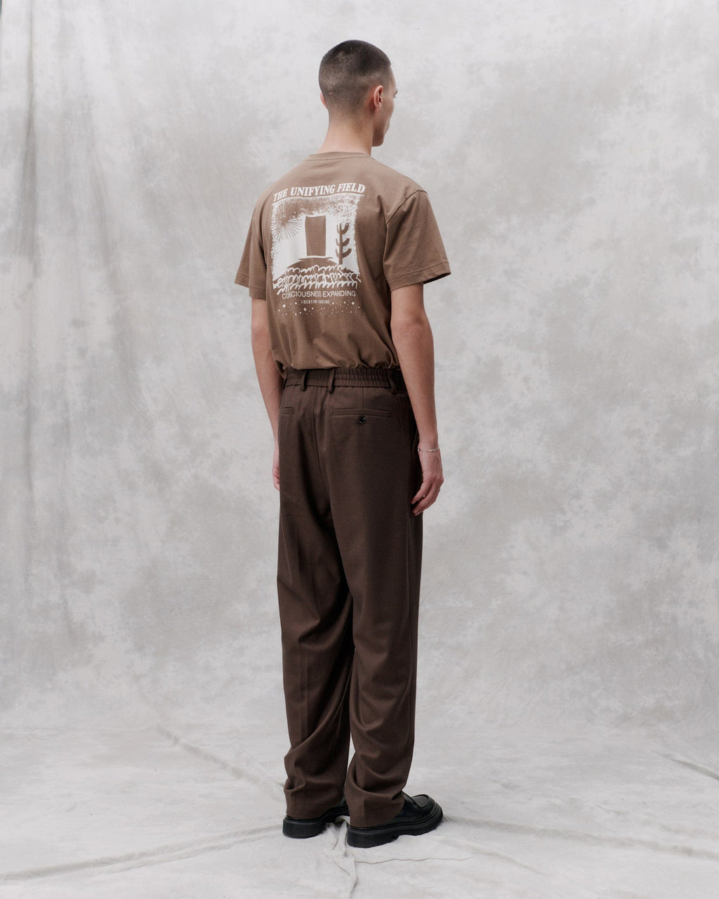 Libertine-Libertine Twill Agency Pants Chocolate Brown worn back image