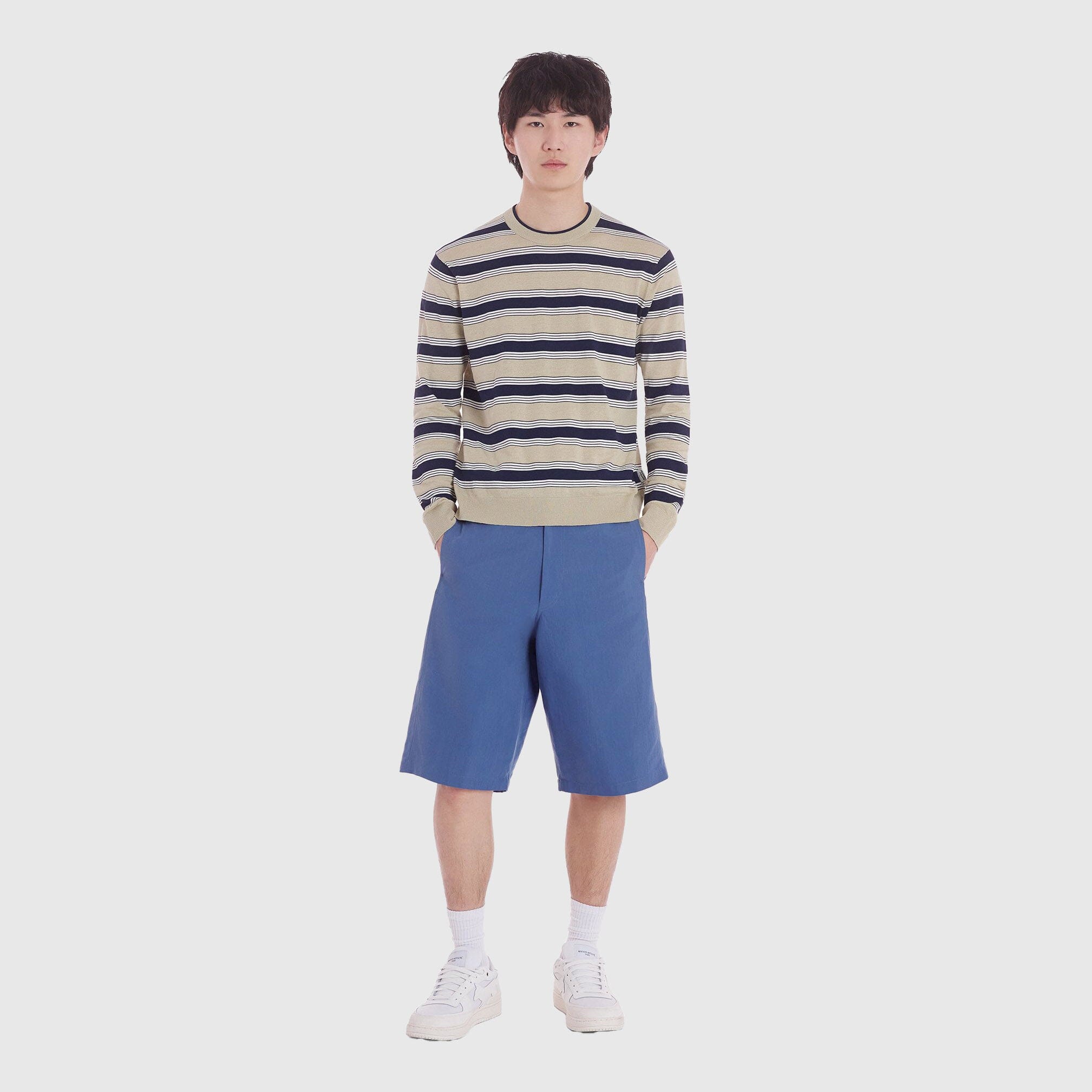 Maison Kitsuné Topstitch Bermuda Shorts - Storm Blue Shorts Maison Kitsuné 