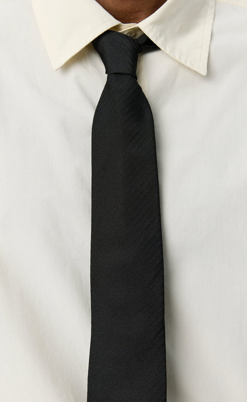 Mfpen - Banquet Tie - Black Herringbone Slips mfpen 