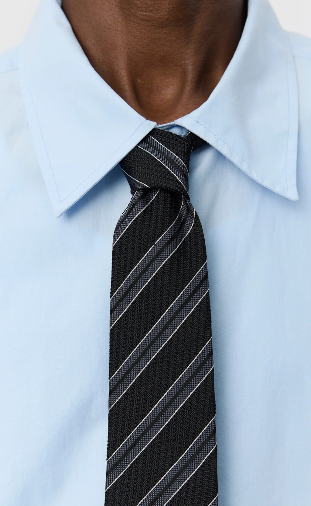mfpen Banquet Tie - Dark Grey Retro Stripe Tie mfpen 