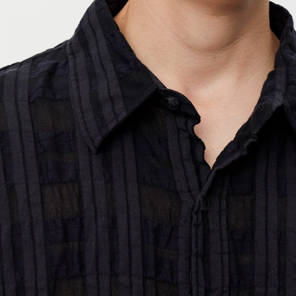 mfpen Crinkle Shirt - Black Check Shirt mfpen 