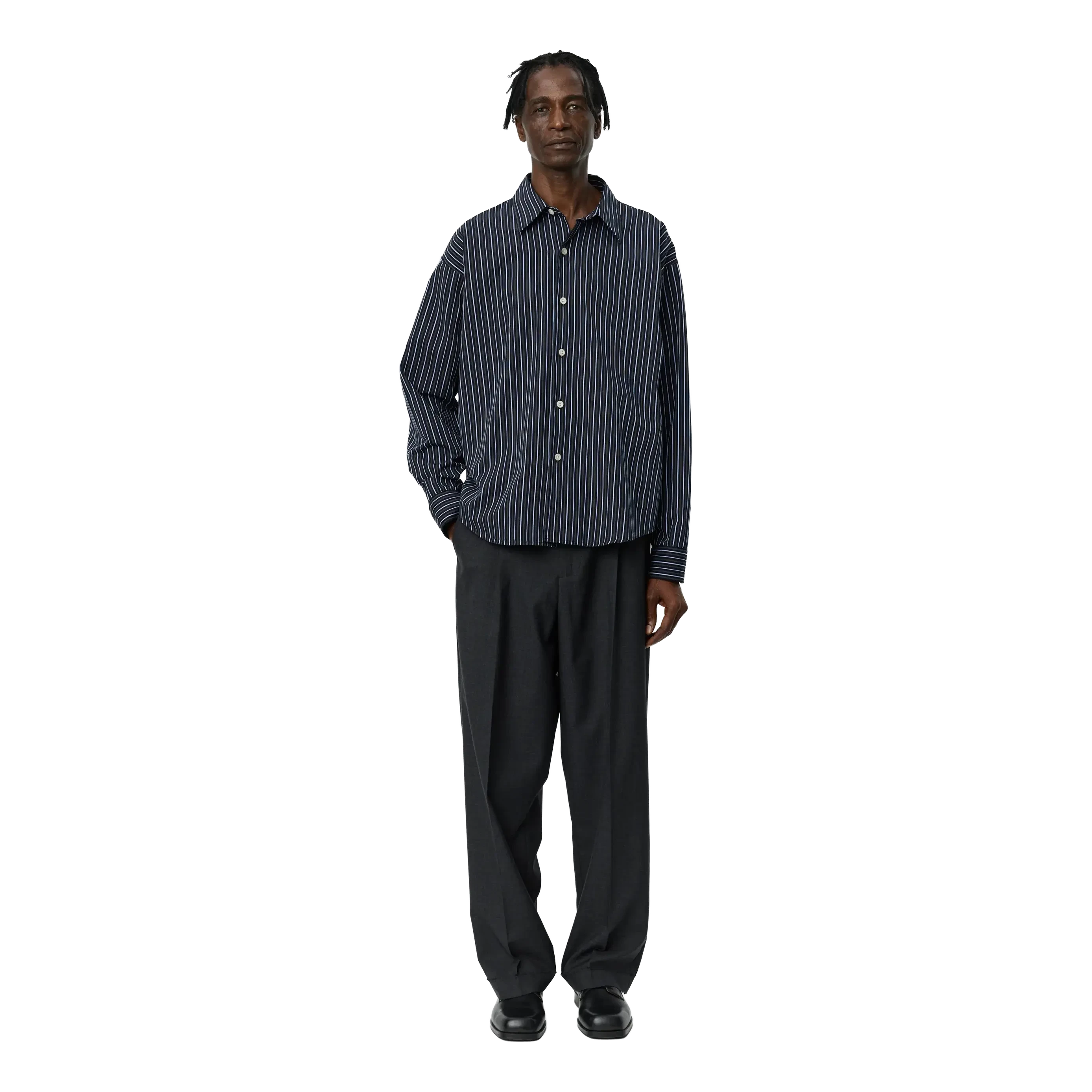 mfpen Exact Shirt - Black Office Stripe Shirt mfpen 