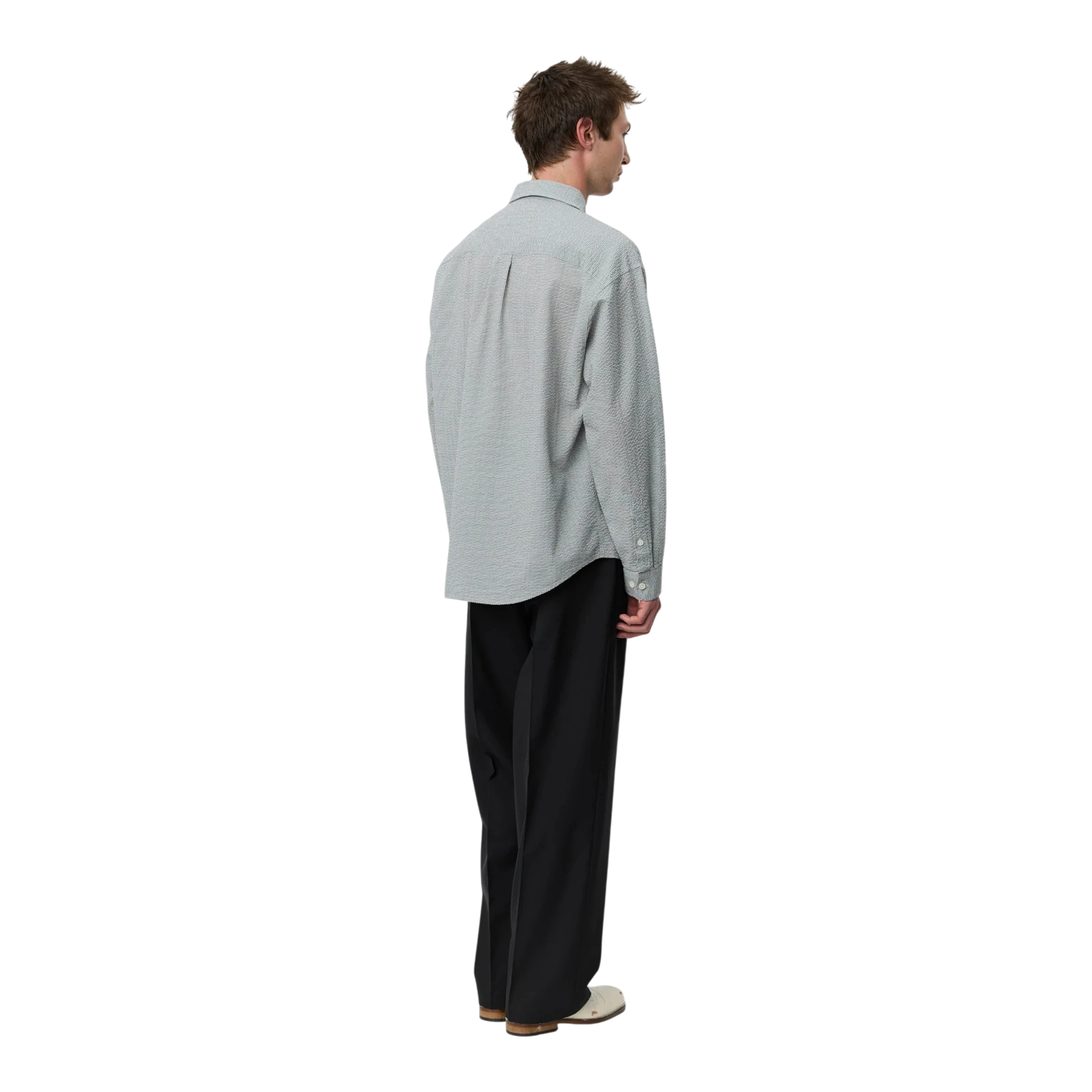 mfpen Executive Shirt - Textured Bottle Grey Check Shirt mfpen 