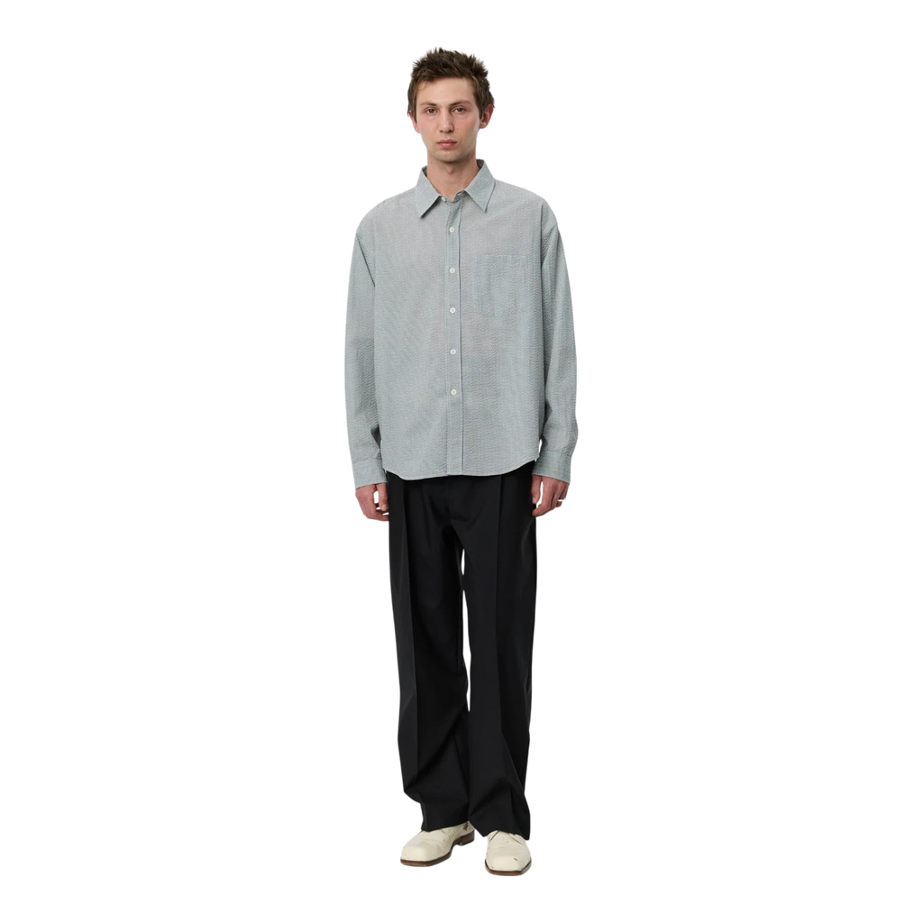 mfpen Executive Shirt - Textured Bottle Grey Check Shirt mfpen 