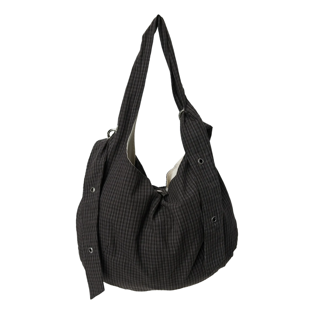 mfpen Eyelet Shoulder Bag - Dark Linen Check Bag mfpen 