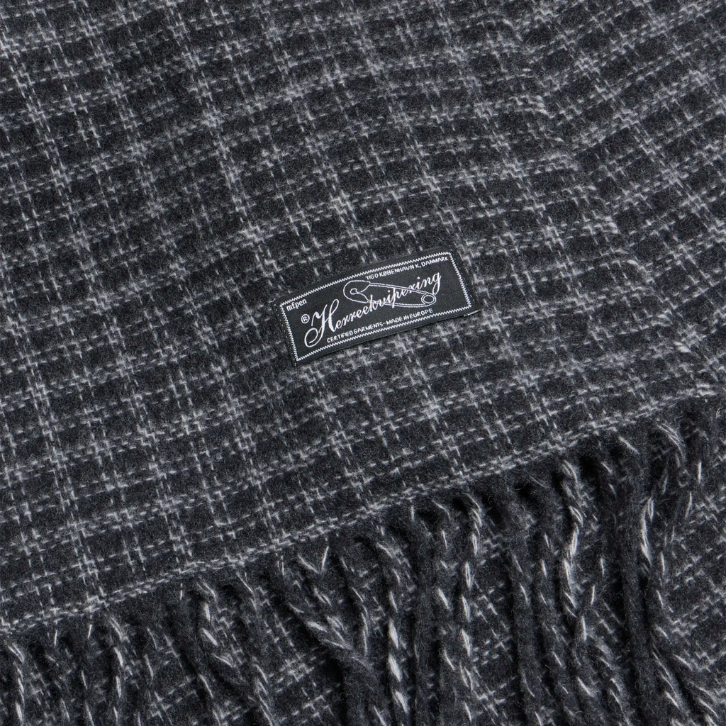 Mfpen - Facade Fringe Scarf - Charcoal Fence Check Skjerf mfpen 