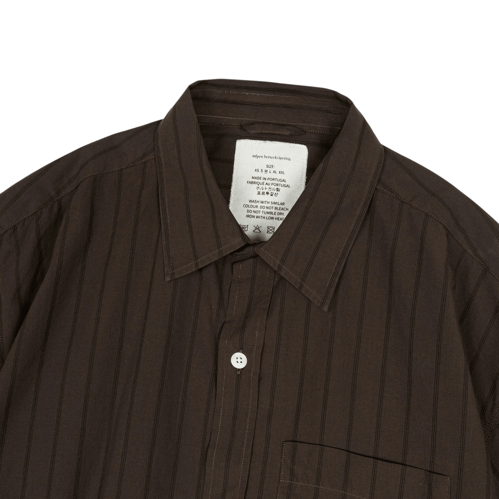 mfpen New Input Shirt - Dark Brown Triple Stripe Shirt mfpen 
