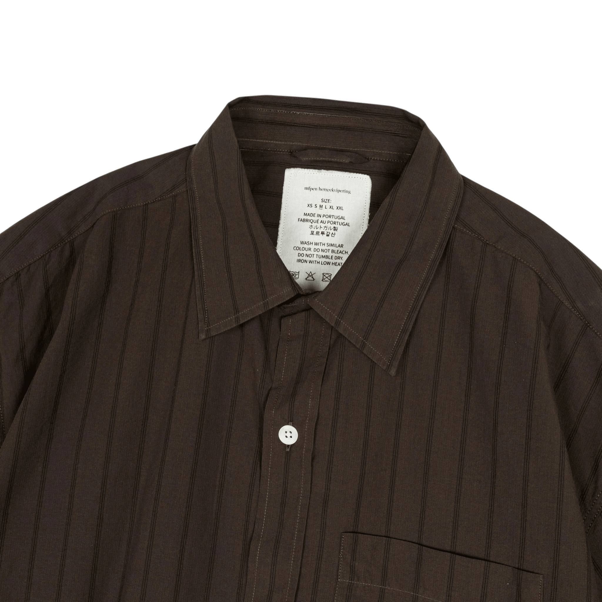 mfpen New Input Shirt - Dark Brown Triple Stripe Shirt mfpen 
