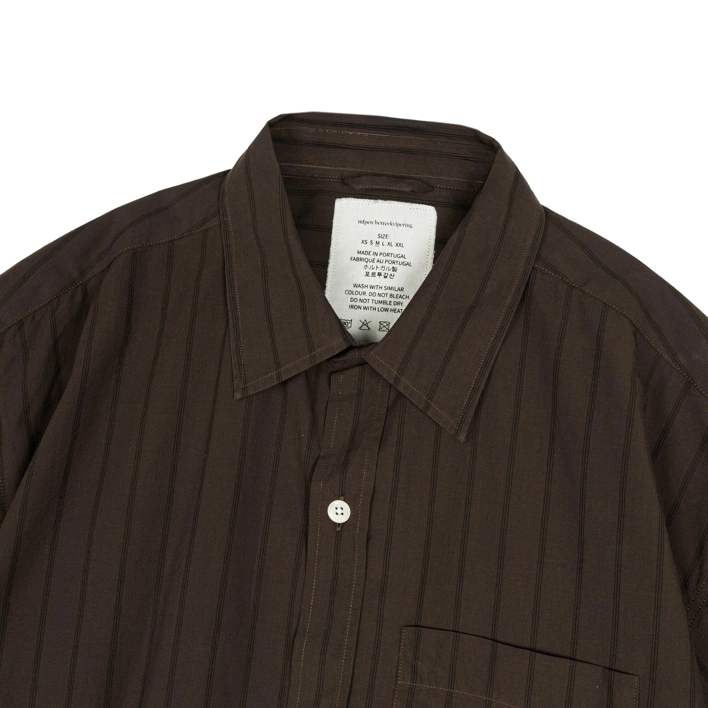mfpen New Input Shirt - Dark Brown Triple Stripe Shirt mfpen 