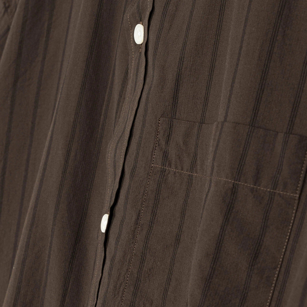 mfpen New Input Shirt - Dark Brown Triple Stripe Shirt mfpen 