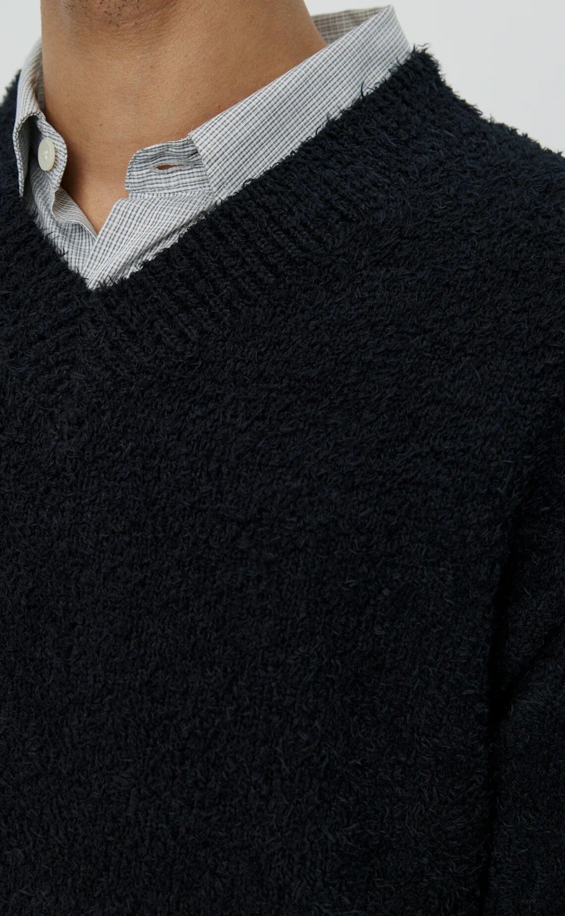 mfpen V-Neck Sweater - Furry Black Knitwear mfpen 