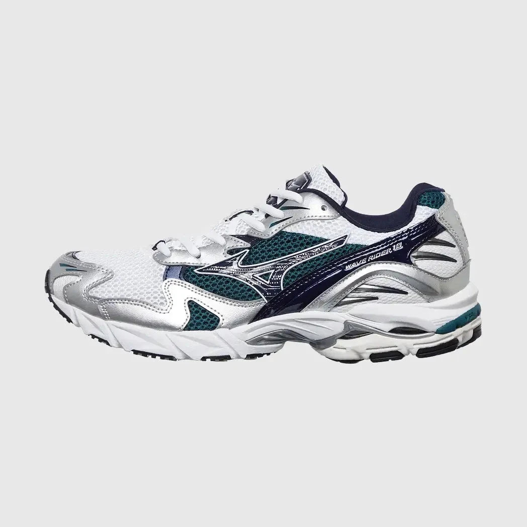 Mizuno Wave Rider 10 Sneakers - White / Baritone Blue / Deep Teal Sneakers Mizuno 