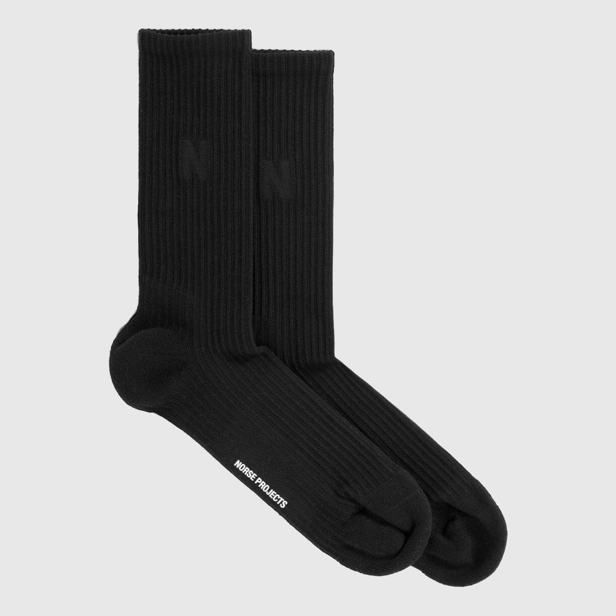 Norse Projects Bjarki Sport Sock - 2 Pack - Black Socks Norse Projects 