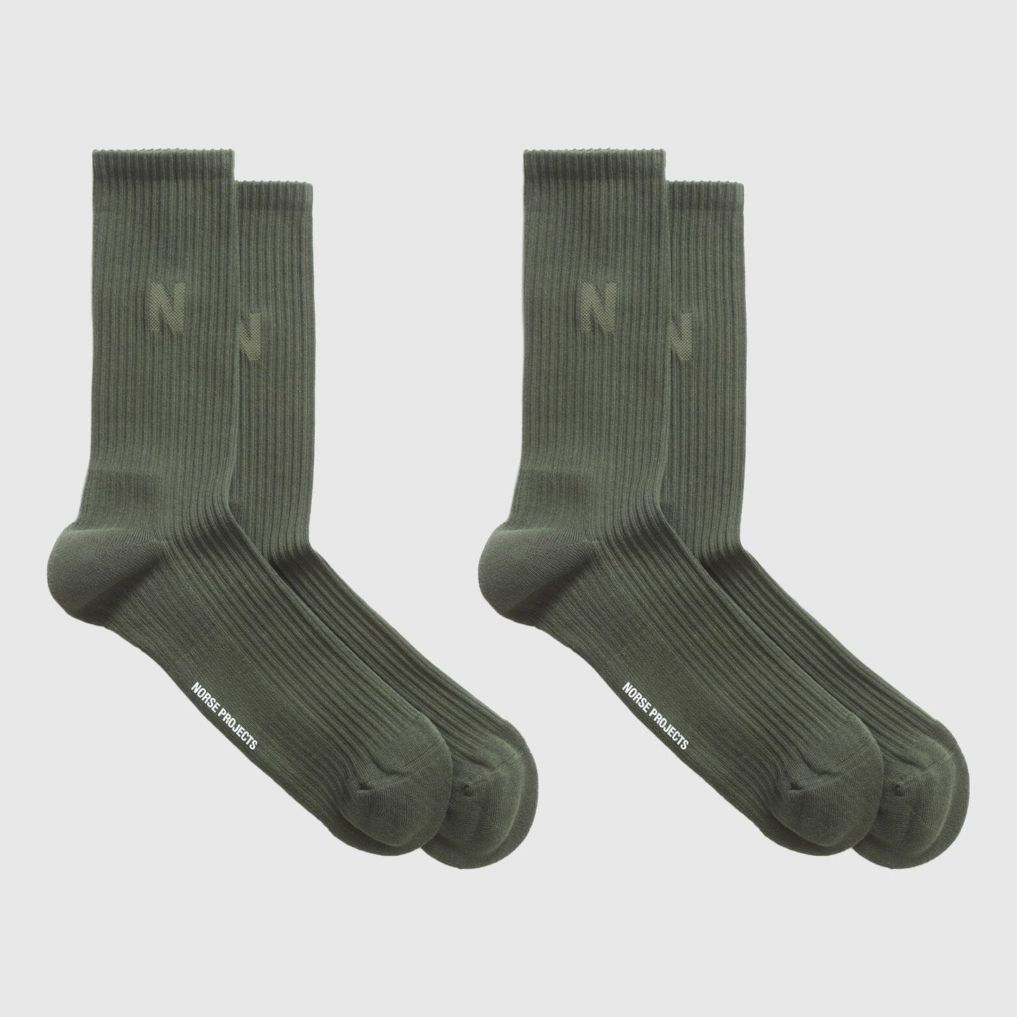 Norse Projects Bjarki Sport Sock - 2 Pack - Forest Green Socks Norse Projects 