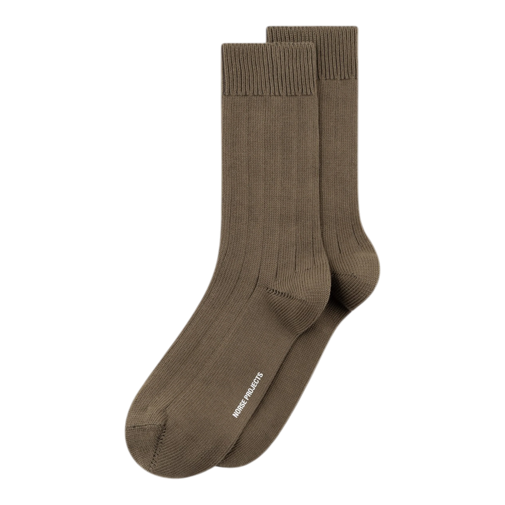 Norse Projects - Bykle Cordura Wide Rib Sock - Dusty Olive Sokker Norse Projects 