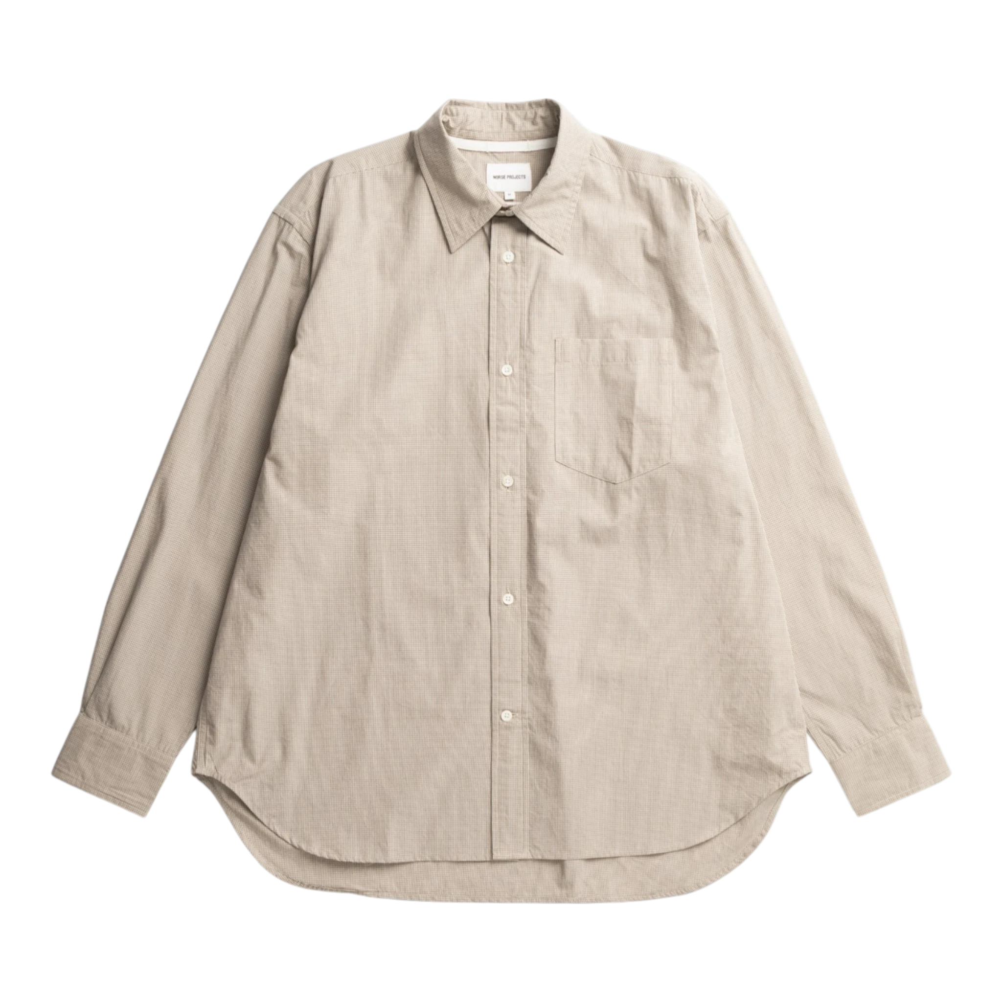 Norse Projects Espevik Oversize Micro Poplin Check Shirt - Oatmeal Shirt Norse Projects 