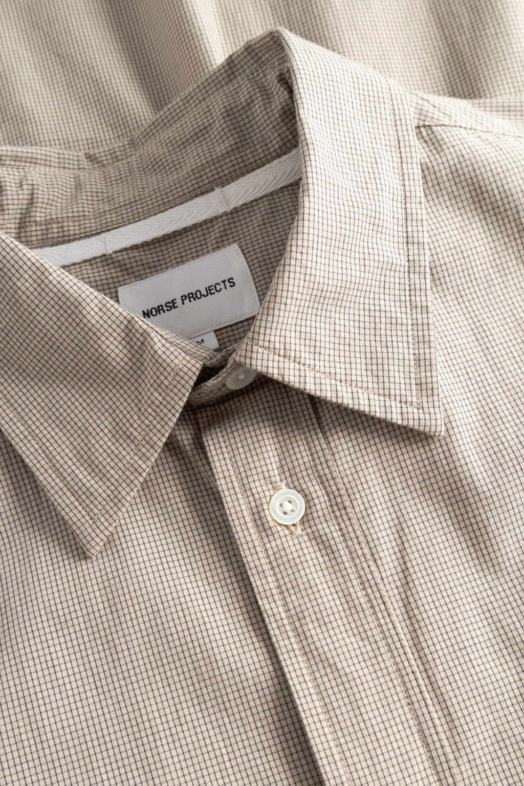 Norse Projects Espevik Oversize Micro Poplin Check Shirt - Oatmeal Shirt Norse Projects 
