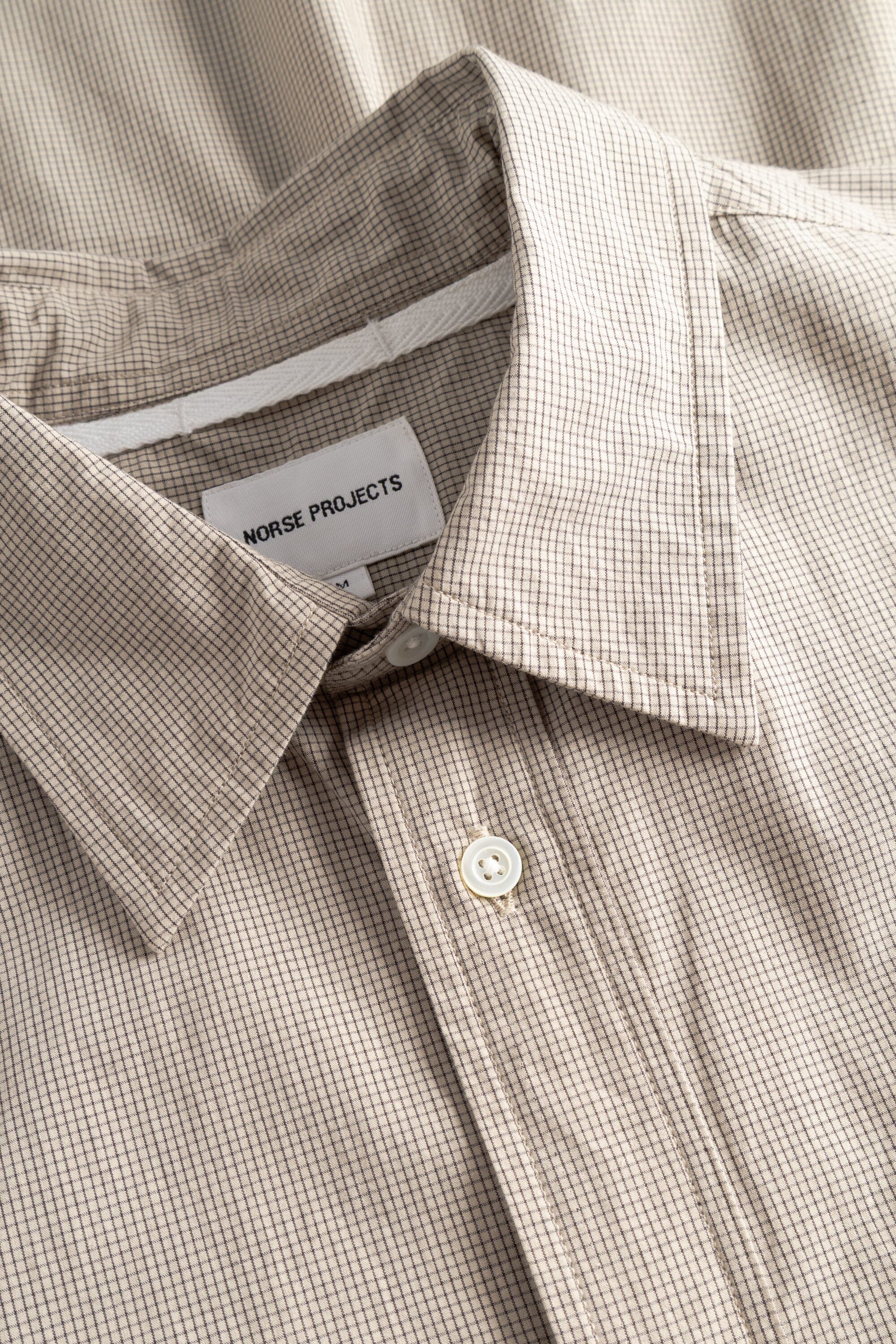 Norse Projects Espevik Oversize Micro Poplin Check Shirt - Oatmeal Shirt Norse Projects 