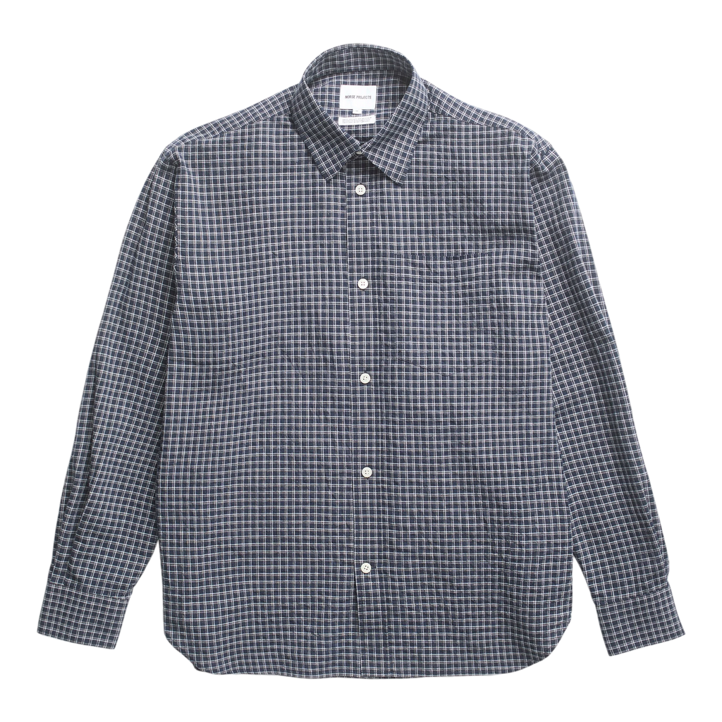 Norse Projects - Espevik Oversized Check Shirt - Dark Navy Check Skjorte Norse Projects 