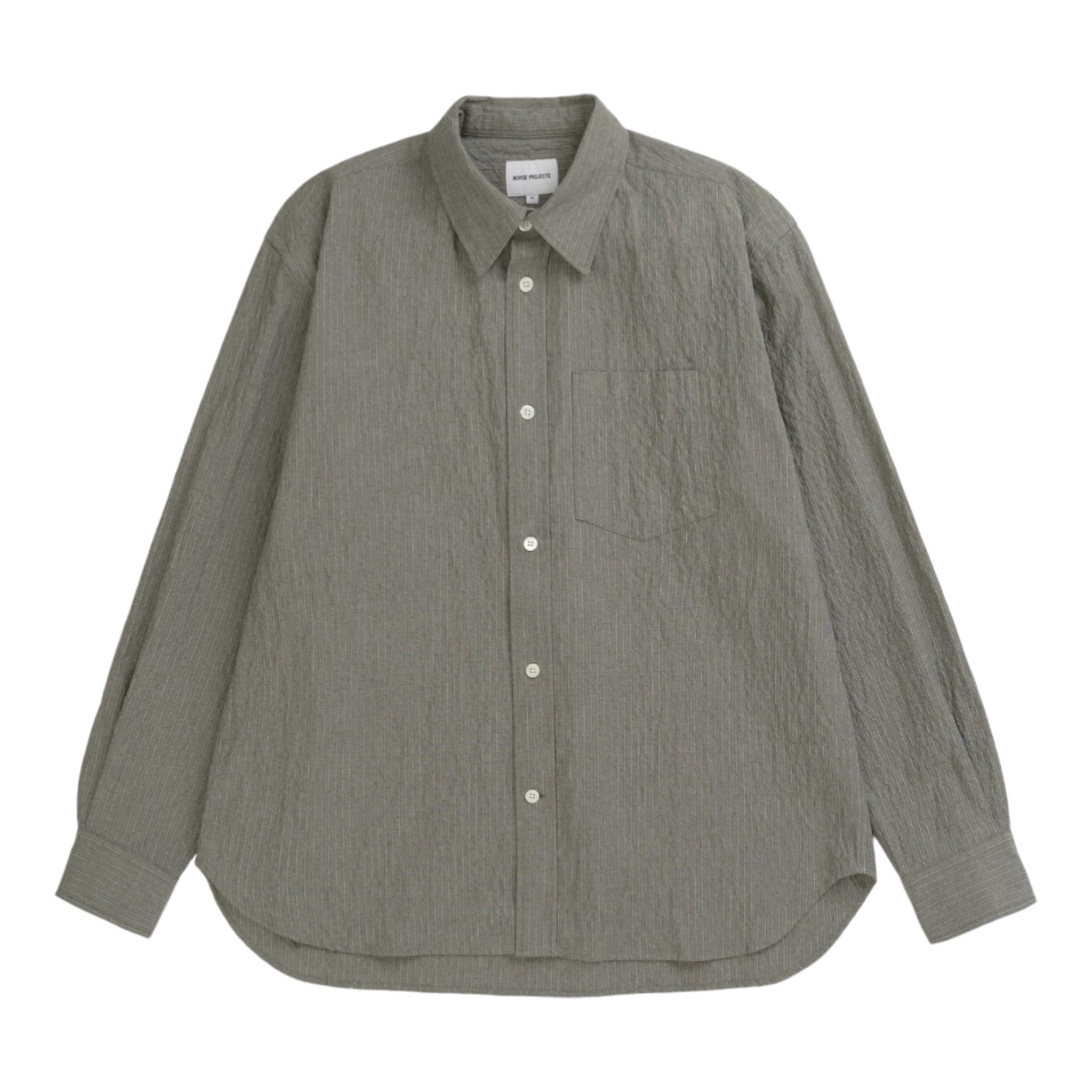 Norse Projects Falster Oversized Textured Stripe Shirt - Vetiver Shirt Norse Projects 