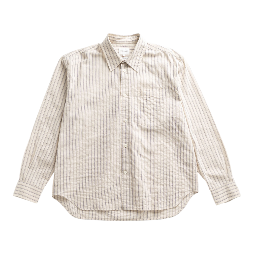 Norse Projects - Falster Stripe Oversized Shirt - Natural Ecru Skjorte Norse Projects 