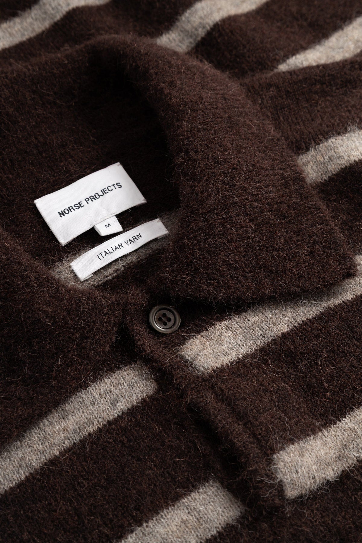 Norse Projects - Gudme Baby Alpaca Stripe Polo - Delicioso Brown Genser Norse Projects 