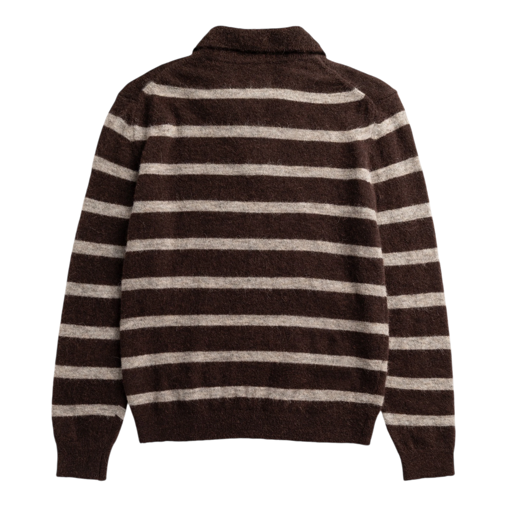 Norse Projects - Gudme Baby Alpaca Stripe Polo - Delicioso Brown Genser Norse Projects 