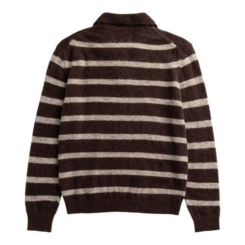 Norse Projects - Gudme Baby Alpaca Stripe Polo - Delicioso Brown Genser Norse Projects 