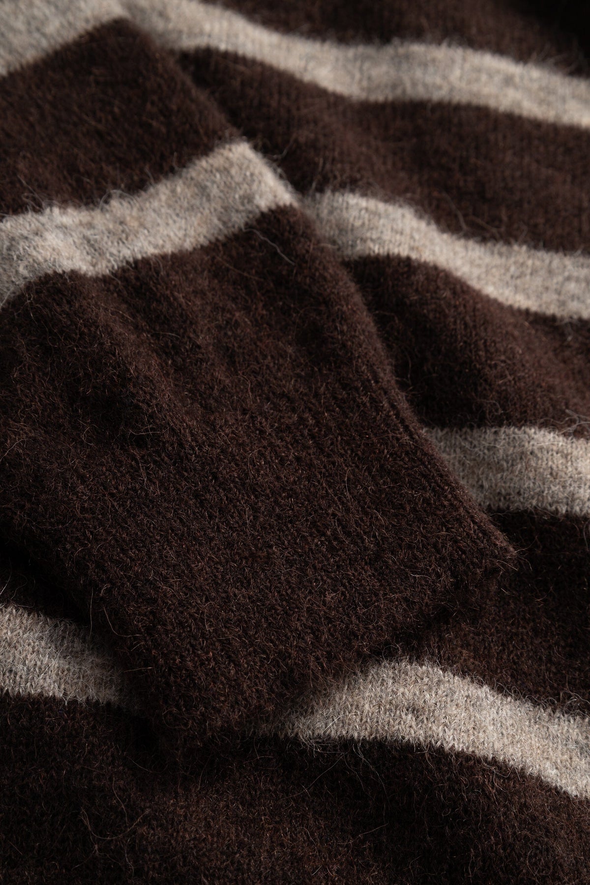 Norse Projects - Gudme Baby Alpaca Stripe Polo - Delicioso Brown Genser Norse Projects 