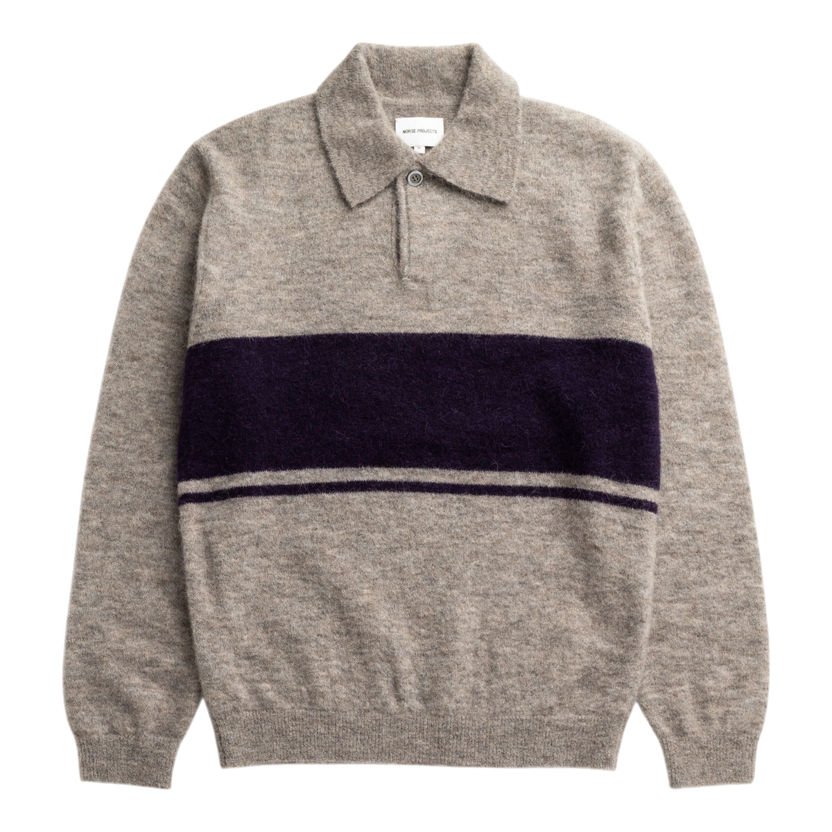 Norse Projects - Gudme Baby Alpaca Stripe Polo - Walnut Genser Norse Projects 