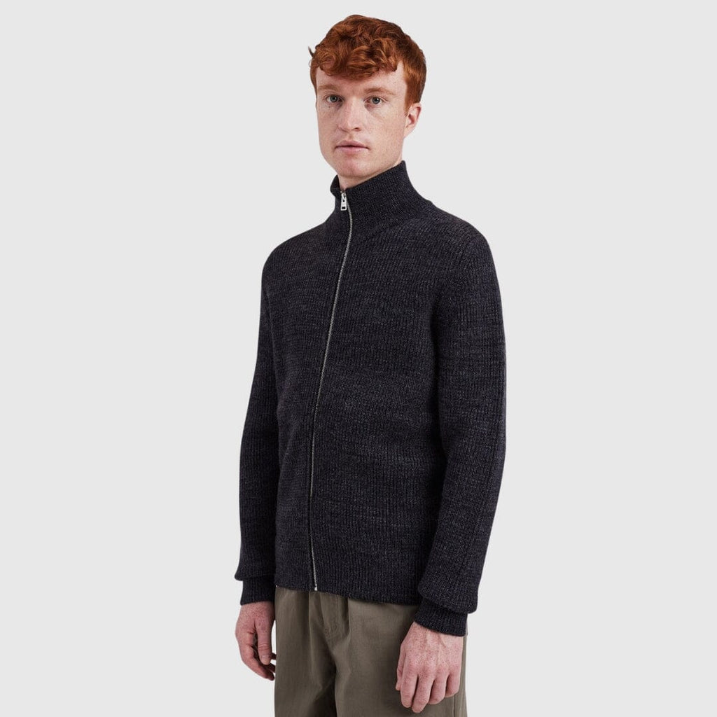 Norse Projects Hagen Full Zip Jacket - Dark Grey Melange Knitwear Norse Projects 