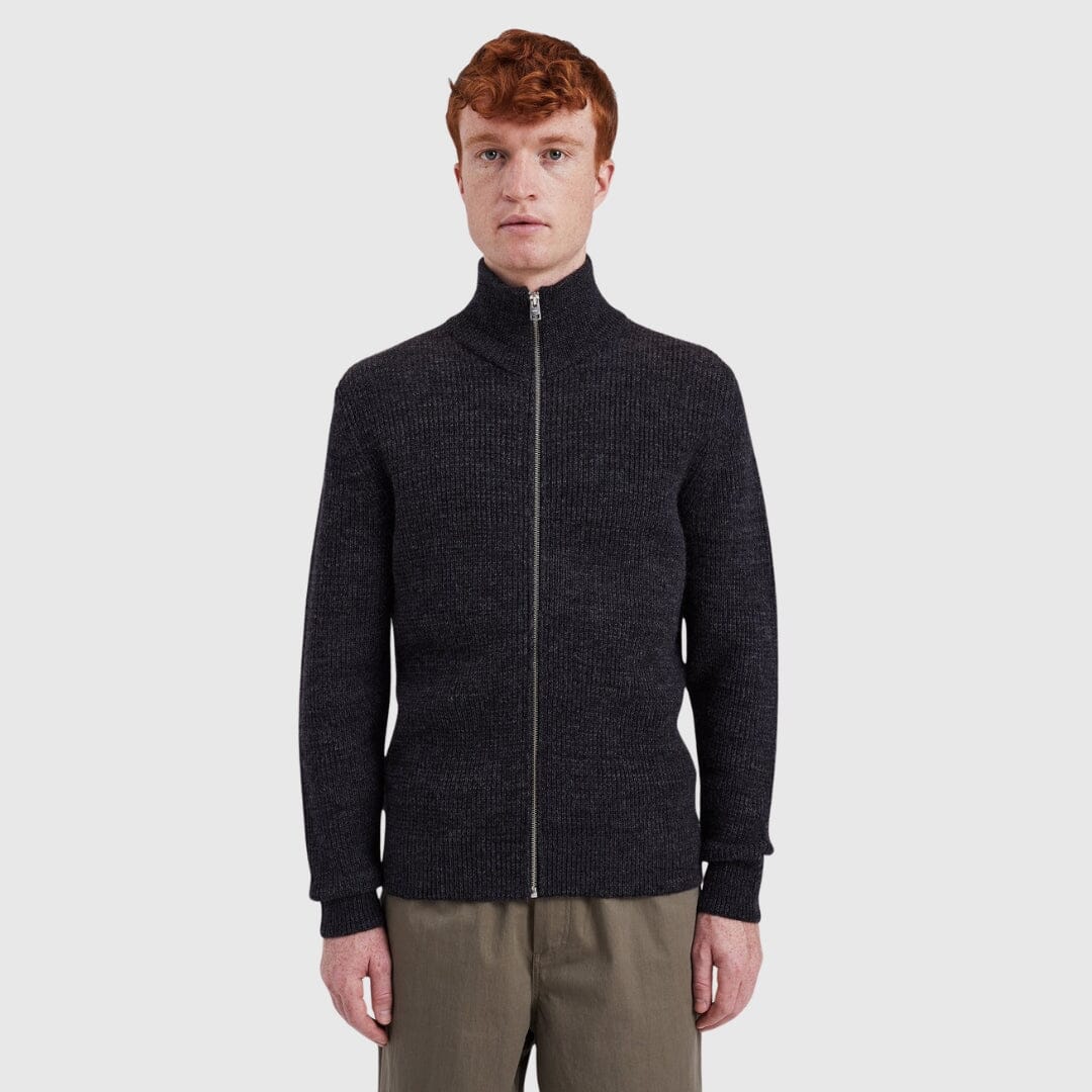 Norse Projects Hagen Full Zip Jacket - Dark Grey Melange Knitwear Norse Projects 