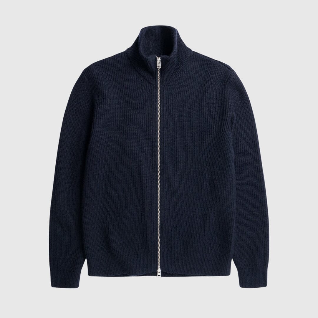 Norse Projects Hagen Full Zip Jacket - Dark Navy Knitwear Norse Projects 