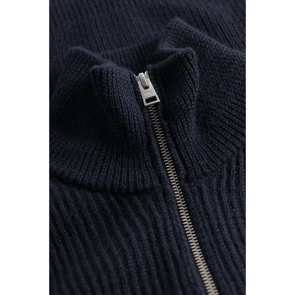 Norse Projects - Hagen Wool Cotton Rib Full Zip Jacket - Dark Navy Cardigan Norse Projects 