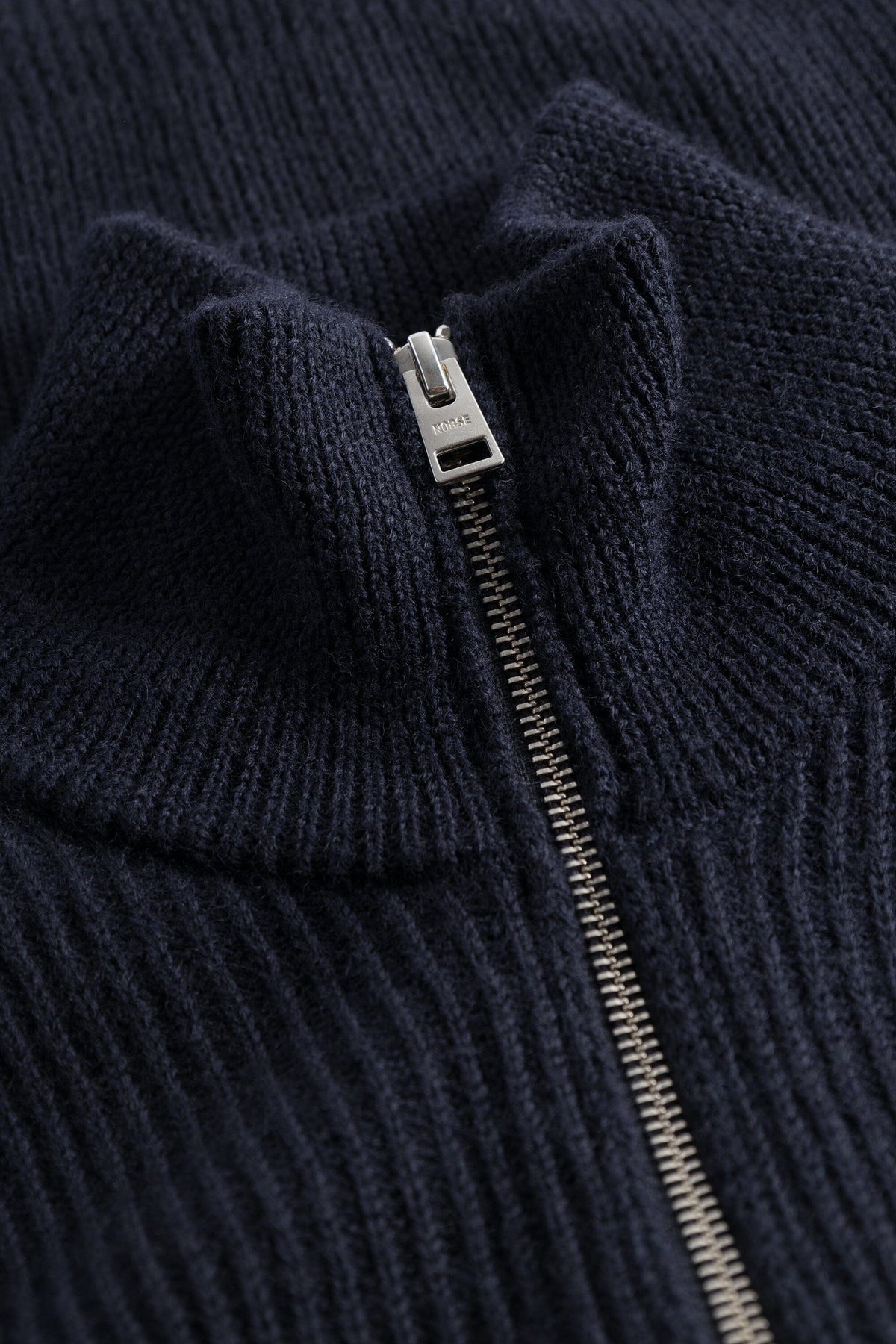 Norse Projects - Hagen Wool Cotton Rib Full Zip Jacket - Dark Navy Cardigan Norse Projects 