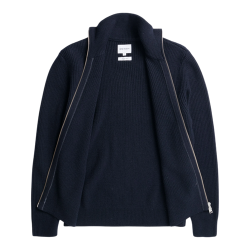 Norse Projects - Hagen Wool Cotton Rib Full Zip Jacket - Dark Navy Cardigan Norse Projects 
